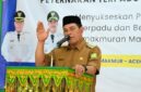 Bupati Aceh Besar, Muharram Idris, saat memberikan keterangan terkait penyusunan APBK 2026. FOTO/MC ACEH BESAR